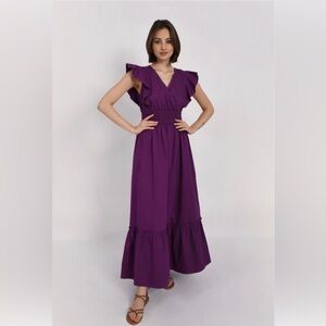 Molly Bracken Purple Maxi Dress 100% Cotton